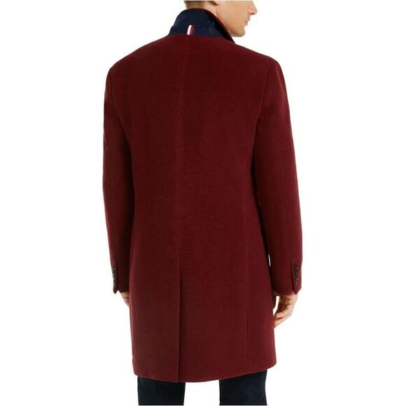 Tommy Hilfiger Men's Modern-Fit Addison Stretch Wool Blend Overcoat Red 38R NWT - Picture 7 of 9